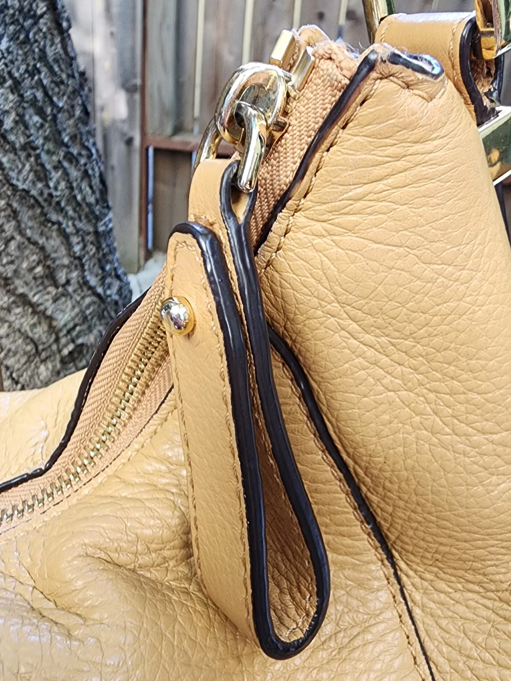 Michael Kors Fulton Peanut Yellow Pebbled Leather Slouchy Hobo Shoulder Bag MK